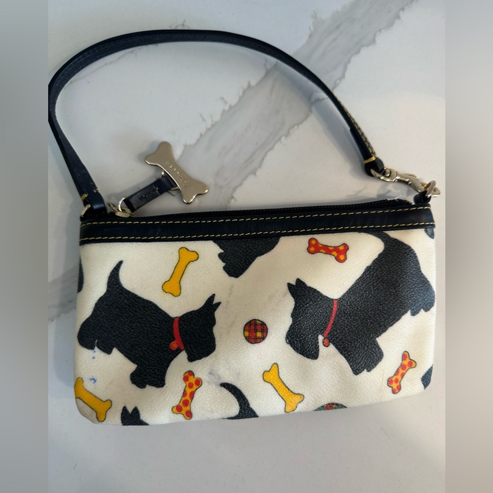 Dooney & Bourke Scottie Scottish dog wallet wristlet clutch zipper bone white - Picture 2 of 5